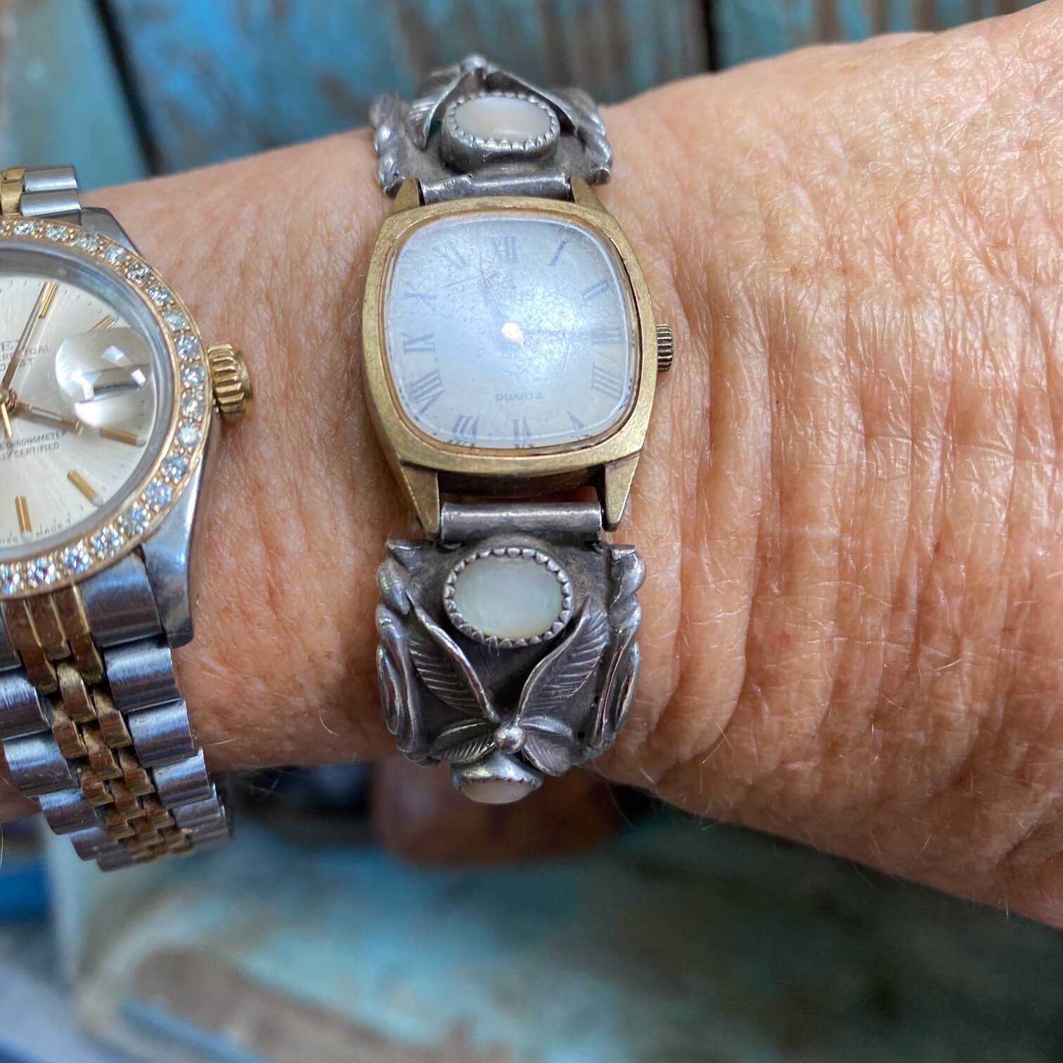 Vintage Sterling Silver Mother of Pearl Watch Band Southwest