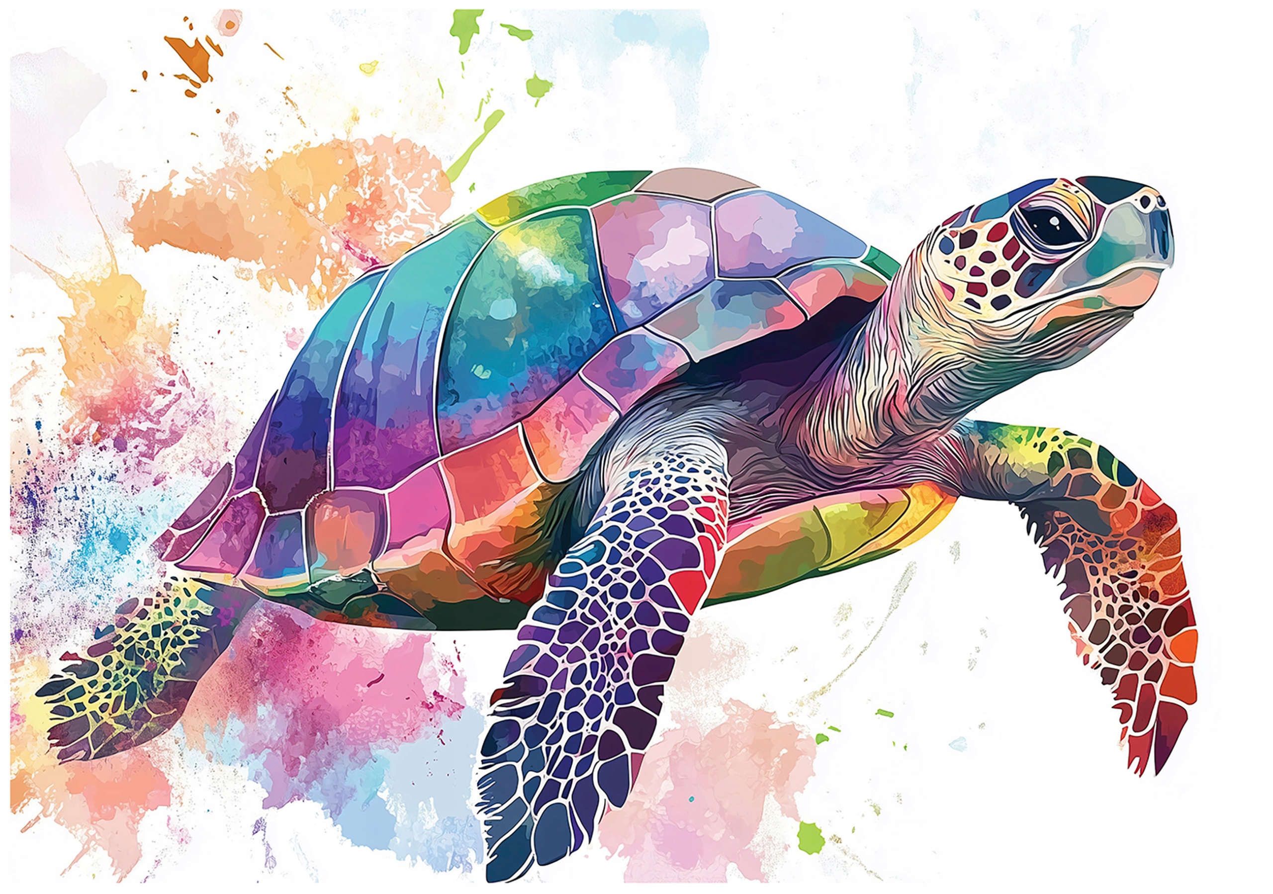 Children's wall mural, colorful turtle, animals, non-woven wallpaper,