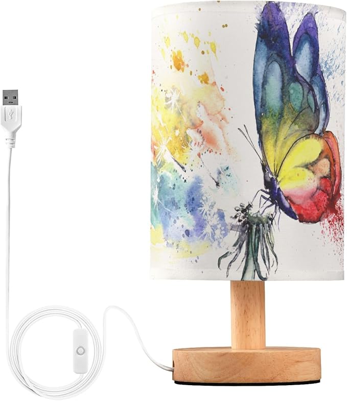TWINKLETALE Table Lamp Paint Butterfly Dandelion Nightstand Lamp