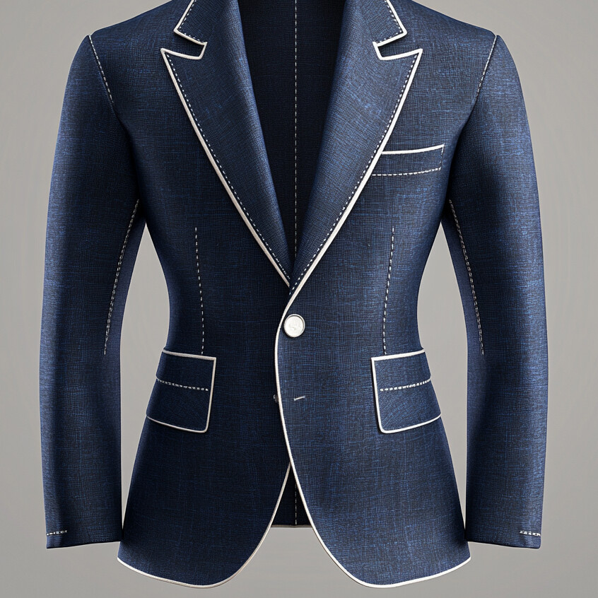 Men's Peak Lapel Long Sleeve Two Button Contrast Stitch Blazer