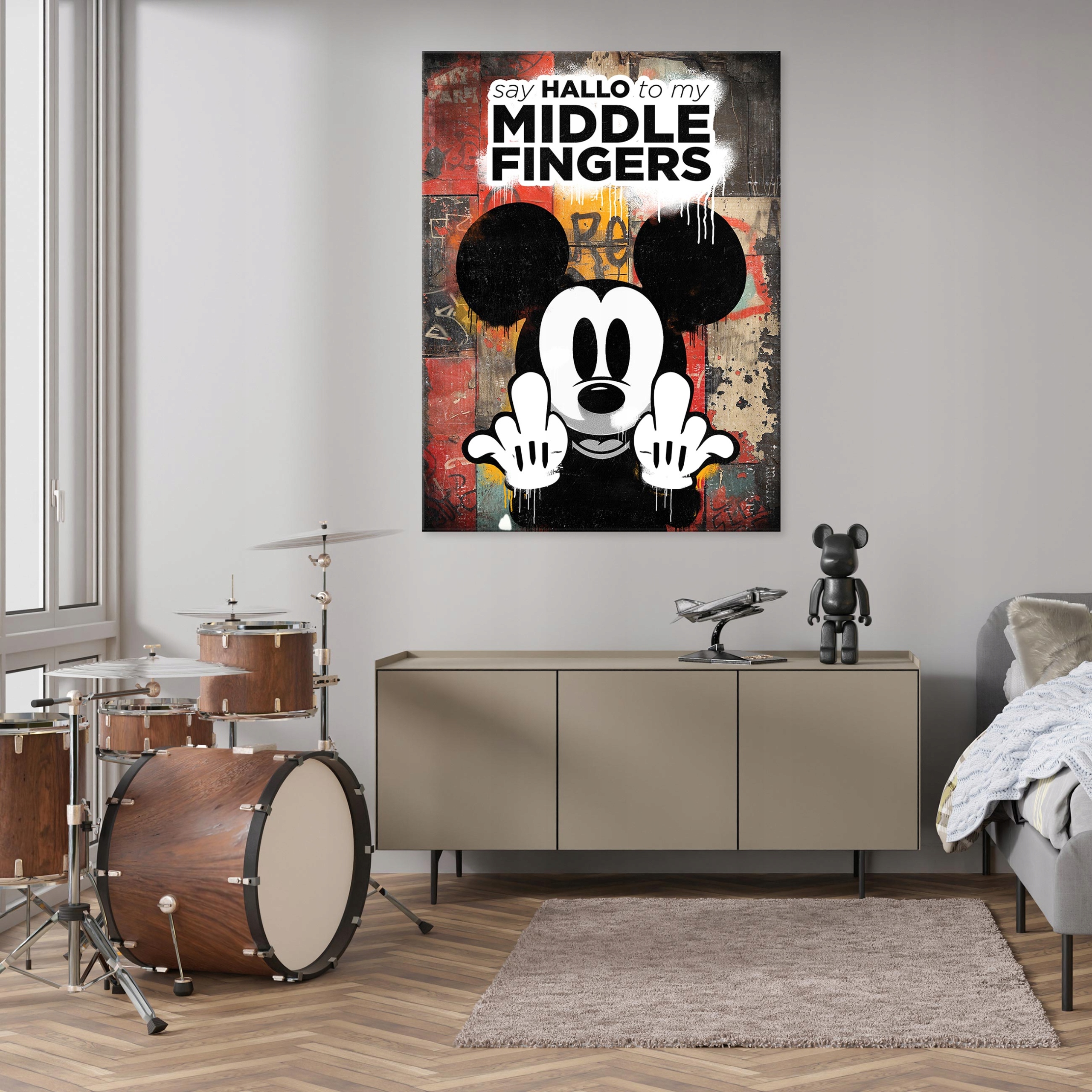 Motivational pop art abstract mouse painting for the living room, 40x30