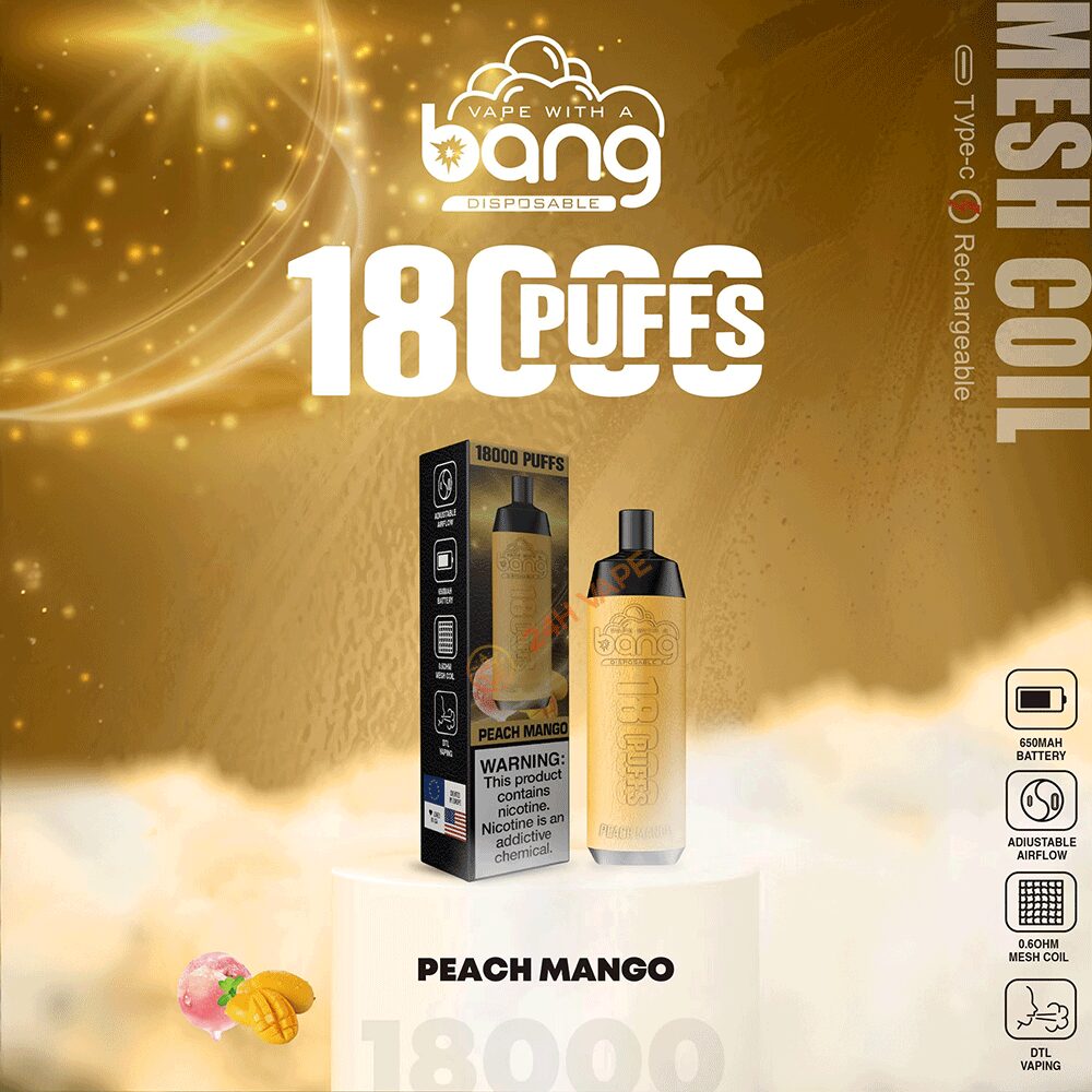 （3 pieces）Bang Crown Bar 18000 Puffs 0% 2% 3% 5% Nicotine Leather Disposable Vape Pen