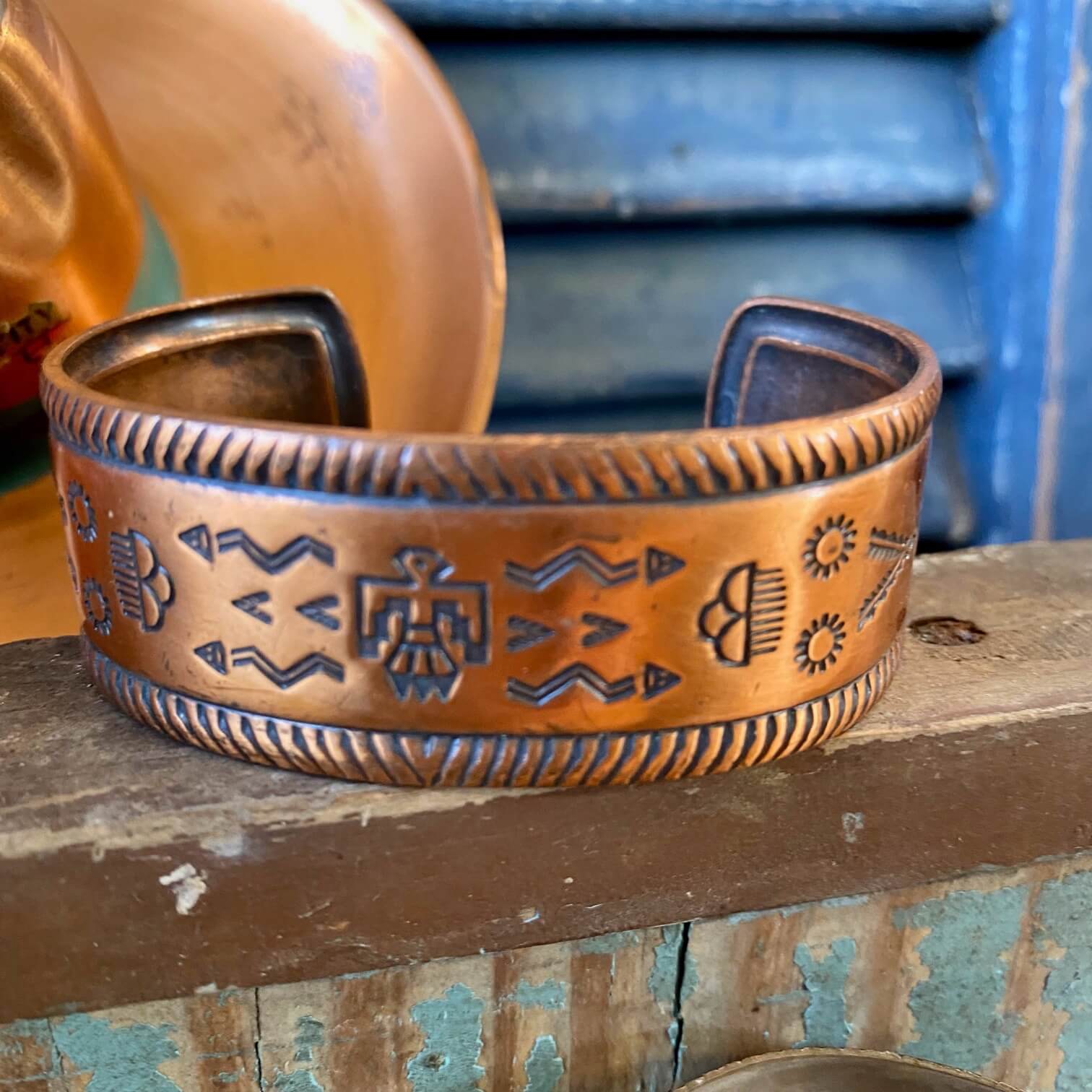 Solid Copper Southwestern Cuff Bracelet