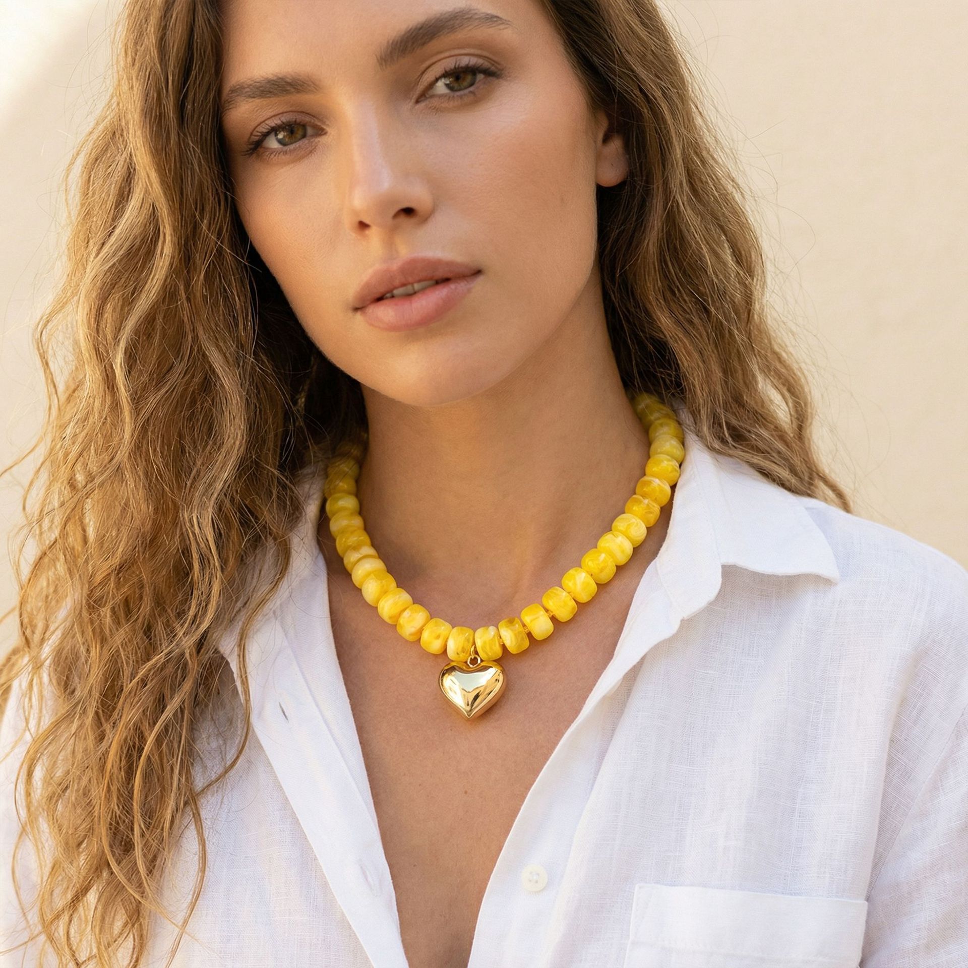 New colorful beaded love necklace fashion trend commuter everyday ladies Joker clavicle chain