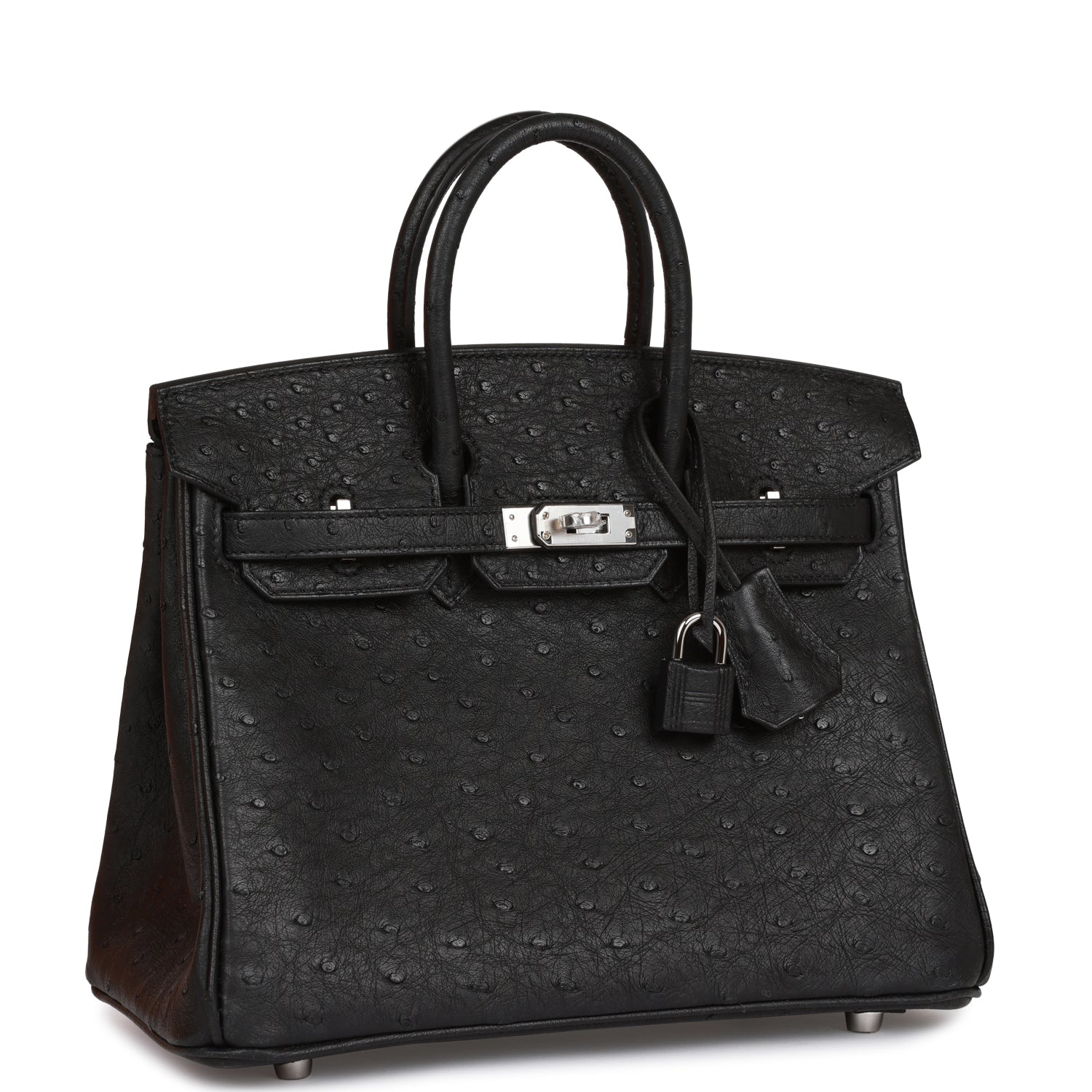 Birkin 25 Black Ostrich Palladium Hardware