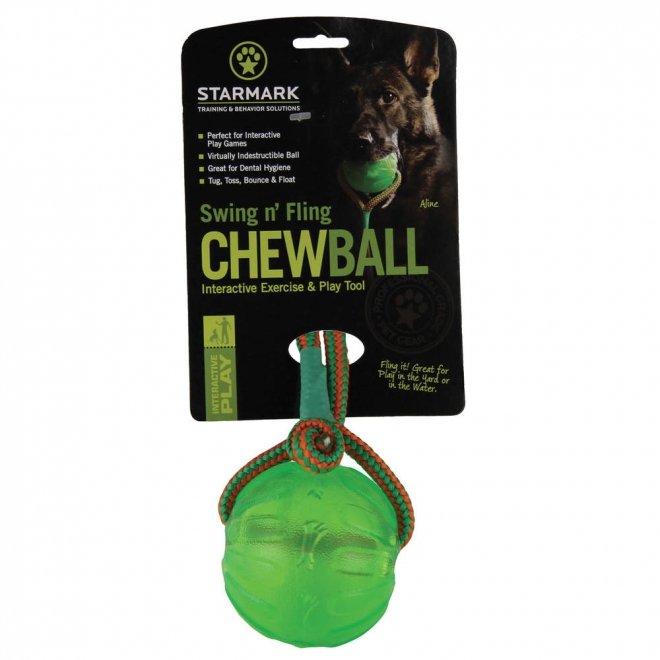 Starmark Swing Fling Tyggeball med tau 8,9cm