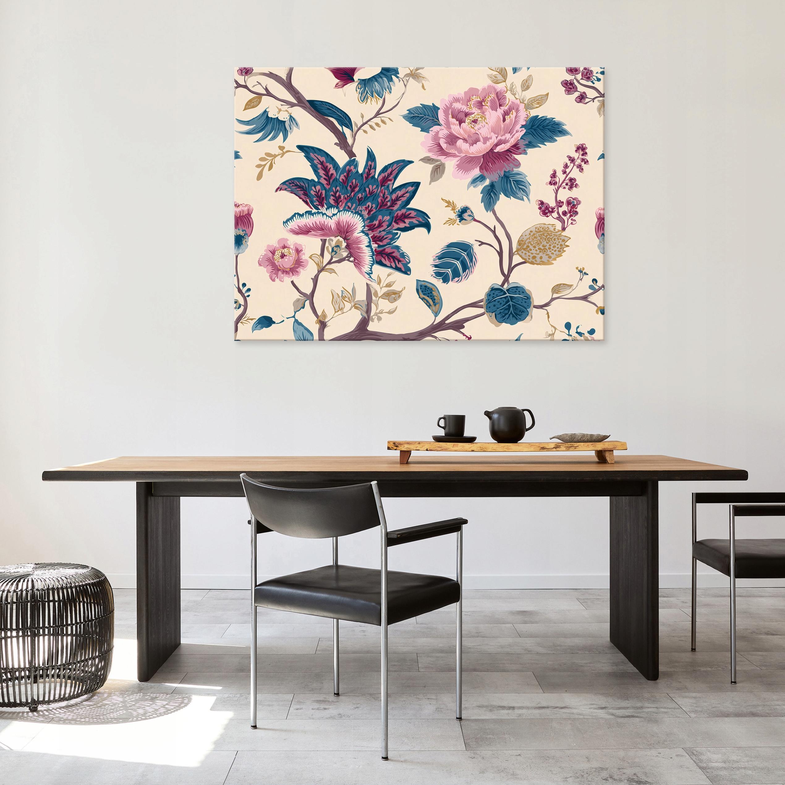 Abstract vintage retro flower painting for the bedroom or living room on canvas, 40x30