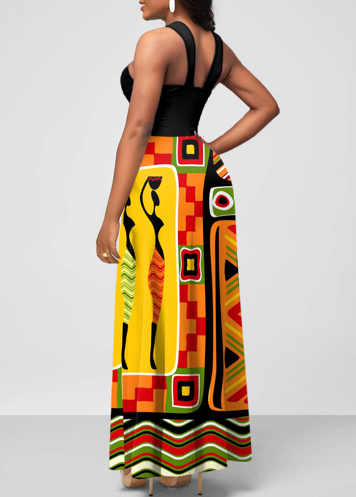 African Tribal Print Multi Color Dress