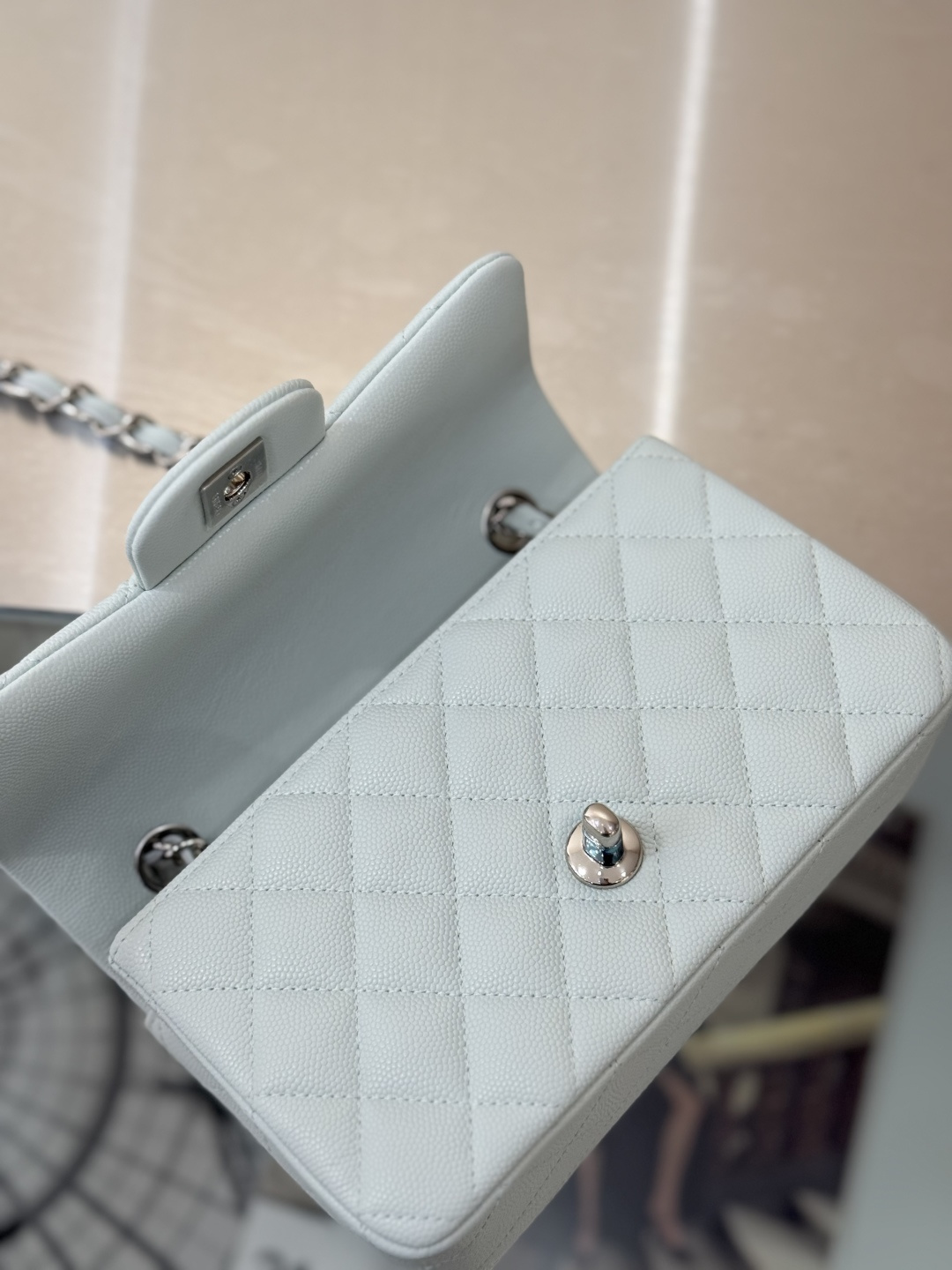 Mini Classic Flap Handbag（Light Teal） - Mocuir