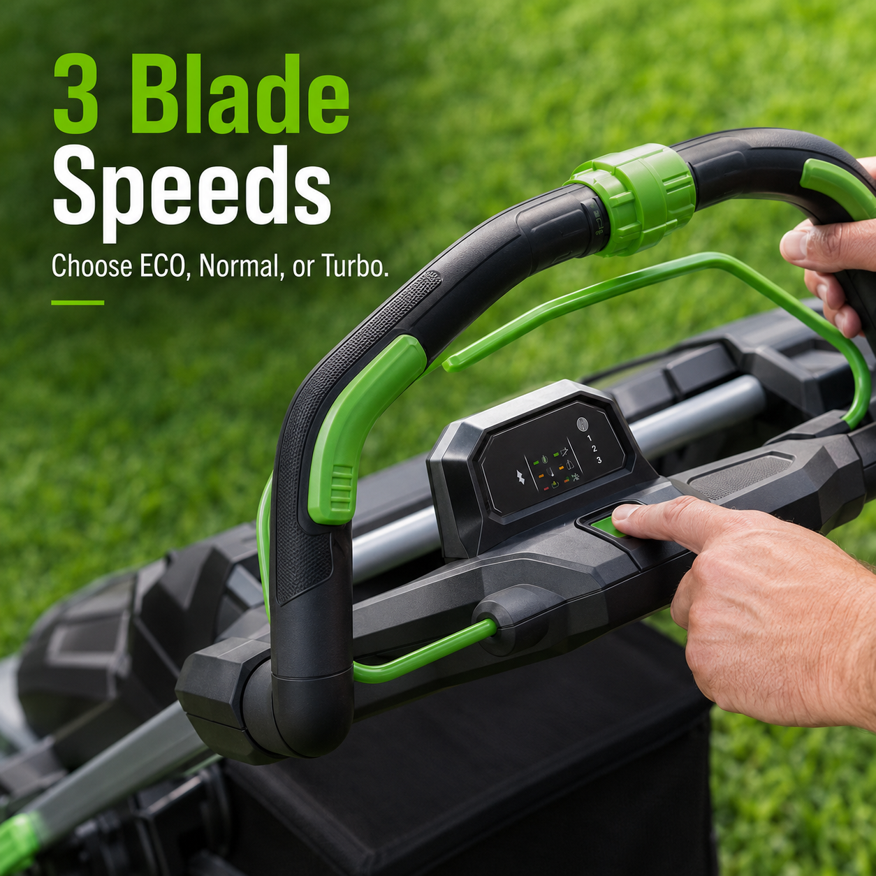 3 blade speeds eco normal turbo mower control