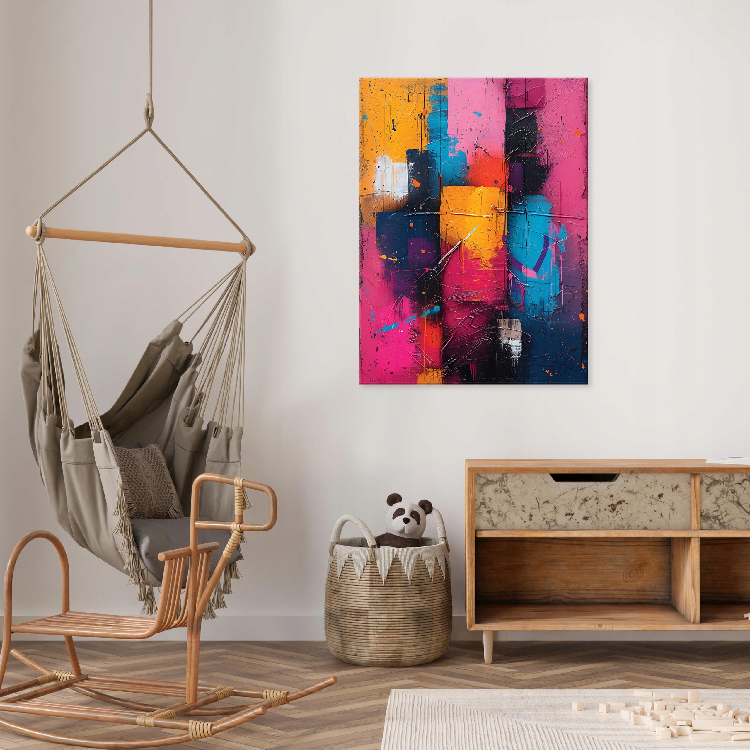 Abstract colorful modern painting on canvas for bedroom or living room, 40x30