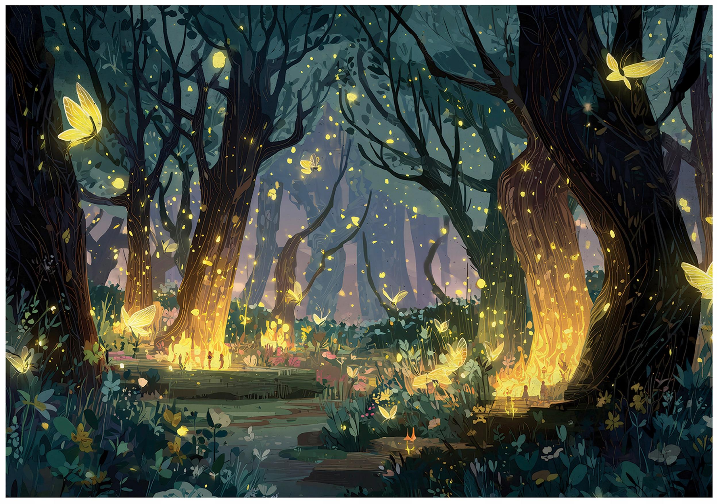 Wall mural for girls, enchanted forest, children's wallpaper,