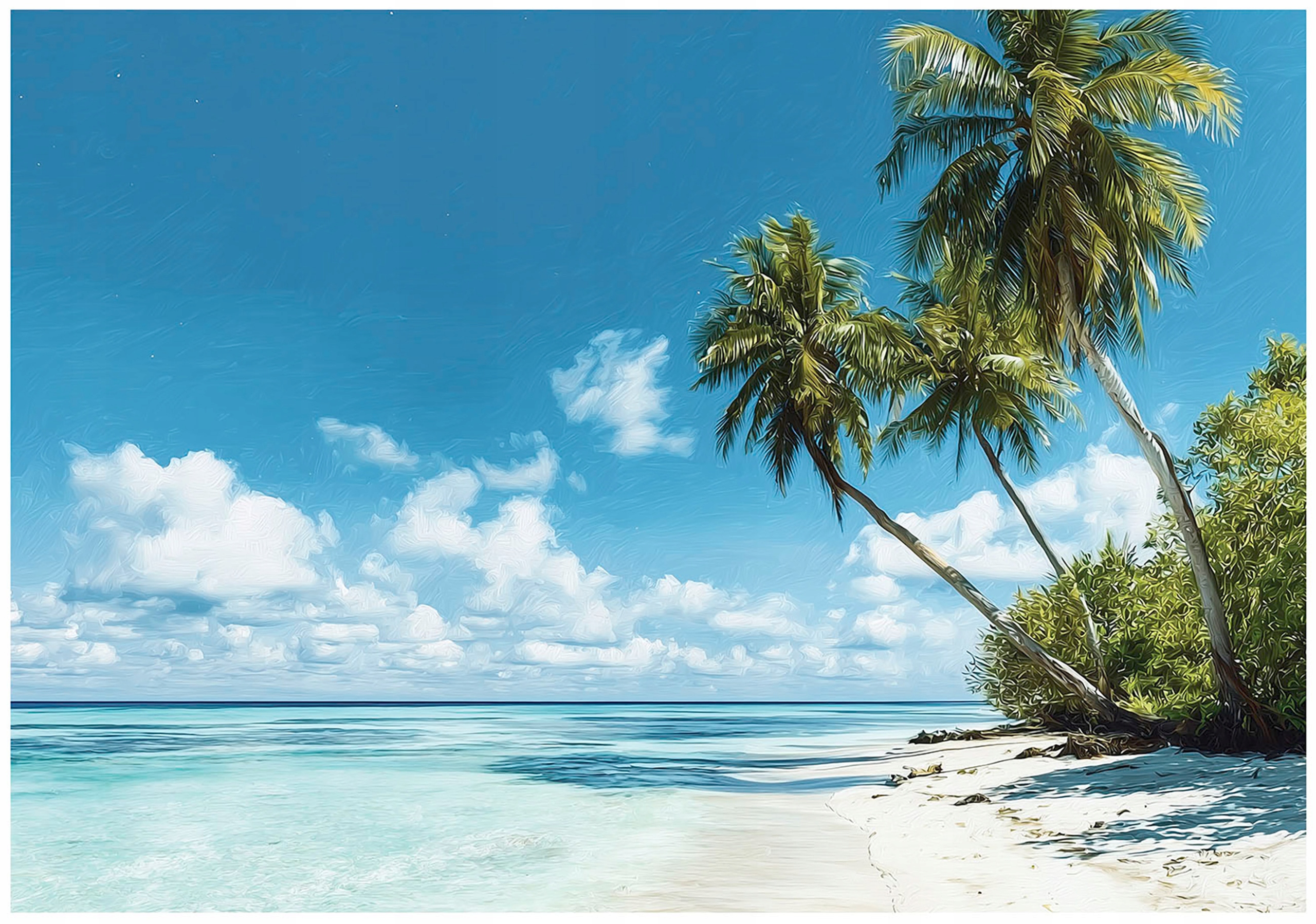 Beach, sea, palm trees, landscape wall mural for bedroom or living room,