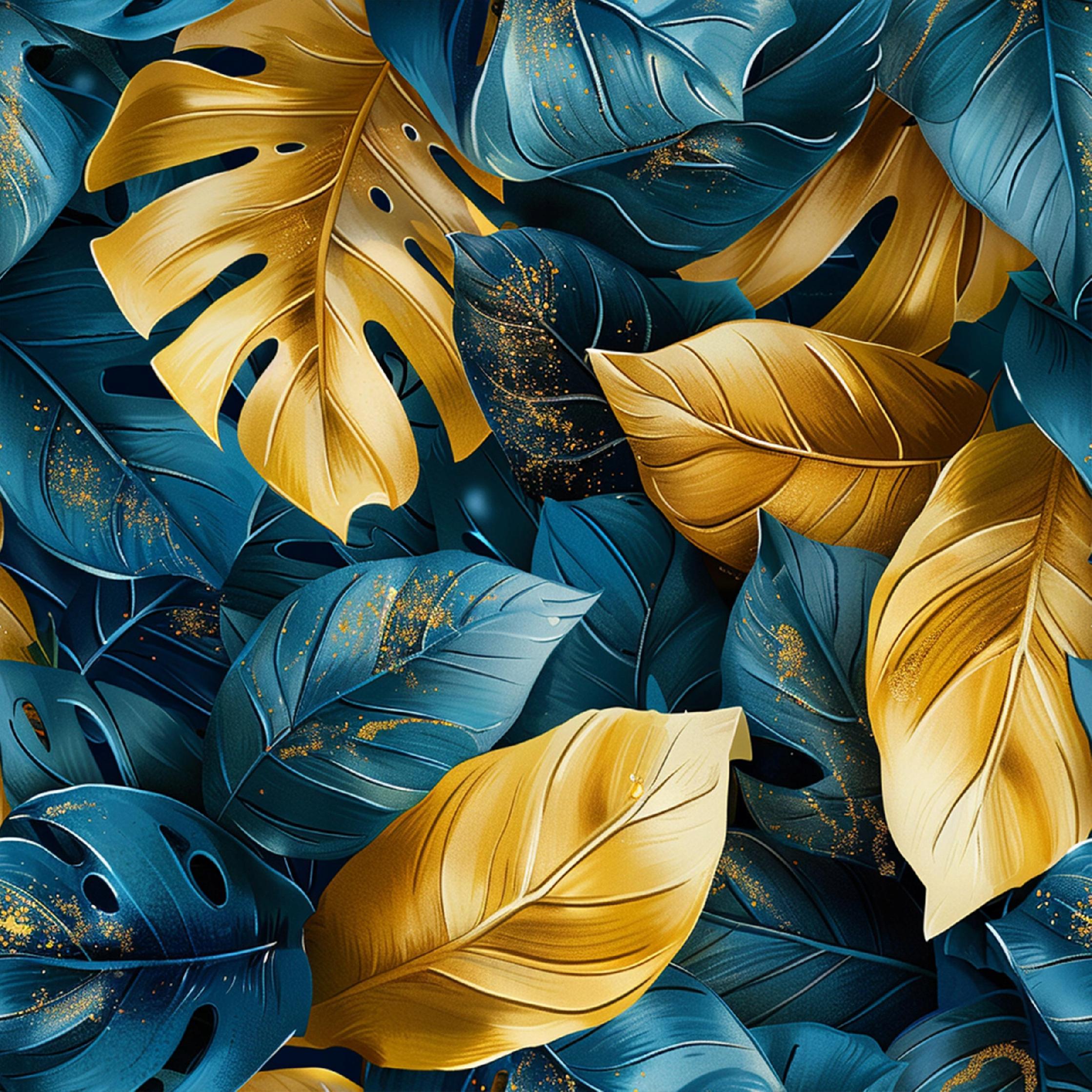 Tropical green leaf wallpaper on non-woven fabric for living room and bedroom walls