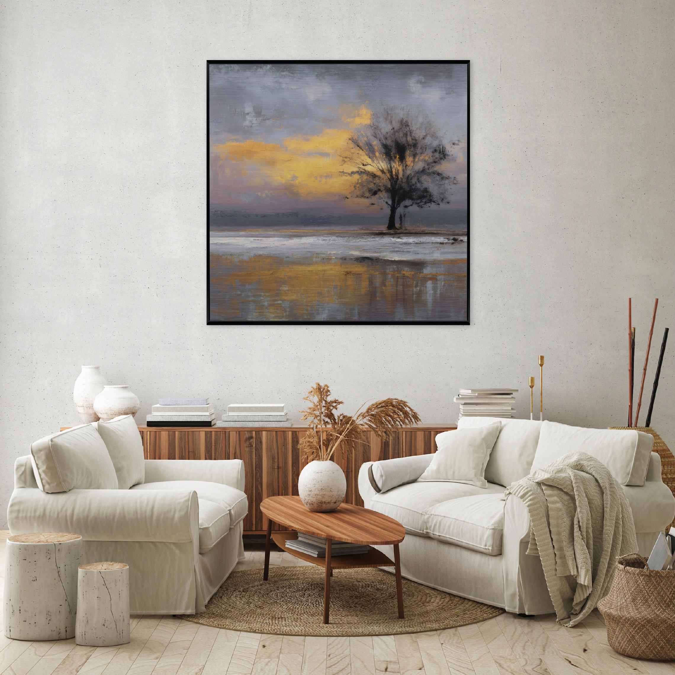 Picture in a black frame, metal tree abstraction, living room, bedroom, 30x30