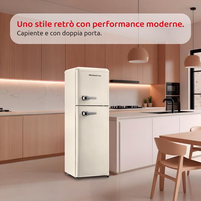 MELCHIONI FAMILY - Frigorifero 2 porte SIBERIA 85 Classe E 85lt-Panna / Metallo