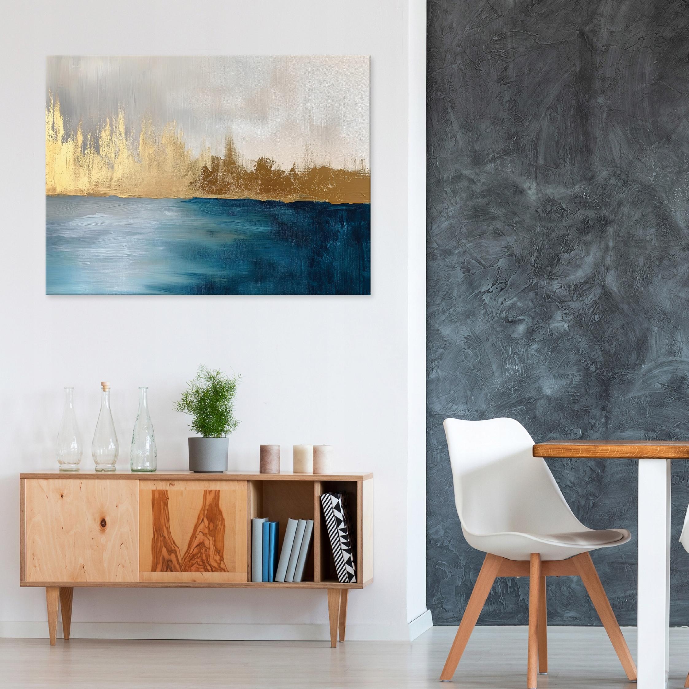 Abstract painting, gold and gray loft for bedroom or living room, on canvas, 40x30