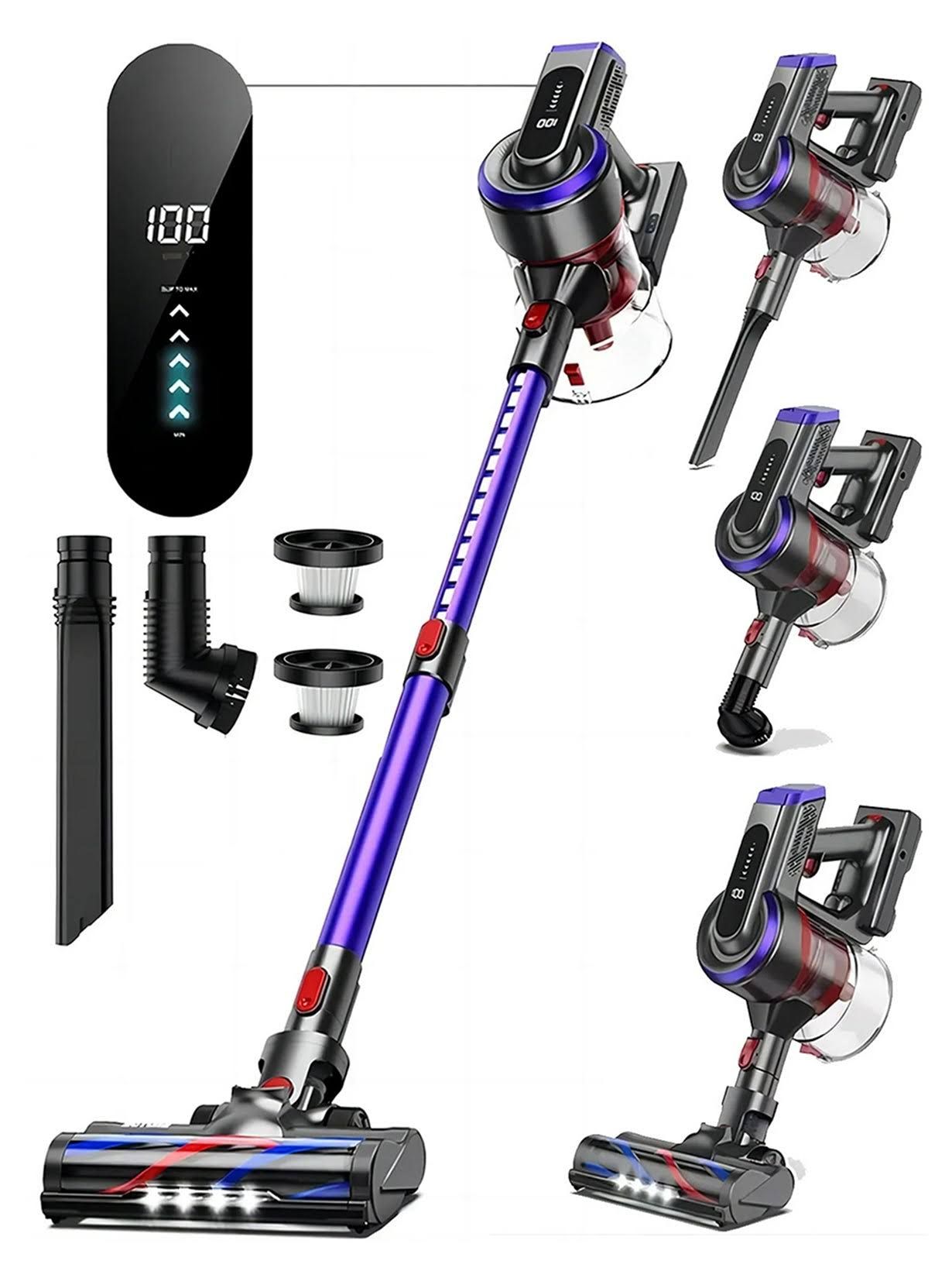 Buture JR400 Aspirapolvere Senza Fili 55 Minuti 400W 38Kpa Scopa Elettrica con Display Touch a LED per Peli di Animali