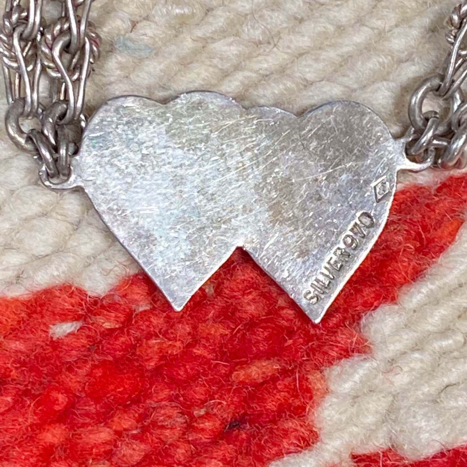 Old 1920 Sterling Silver Red Enamel Sweetheart Bracelet