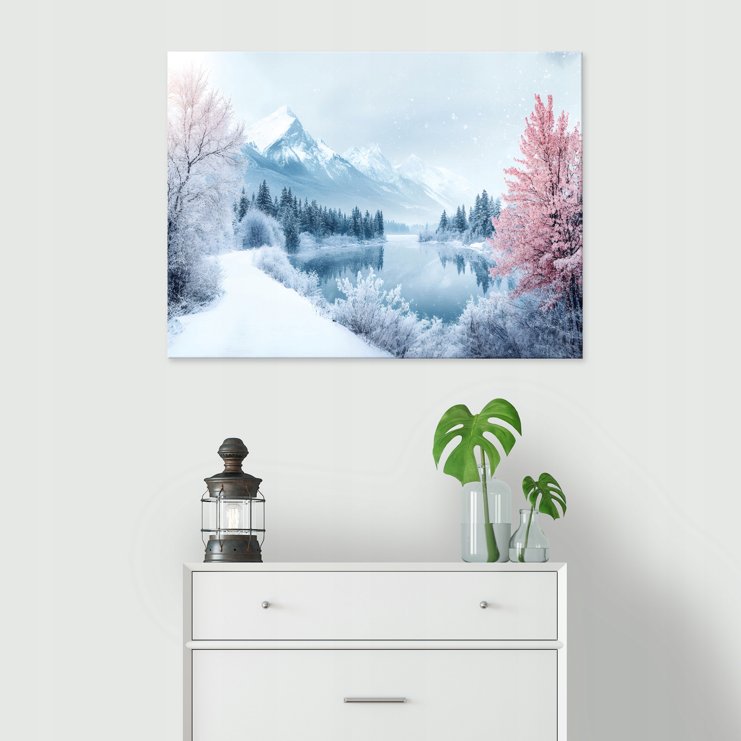 Winter landscape mountain nature painting for bedroom or living room on canvas 40x30