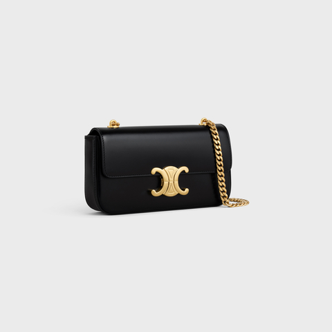 CHAIN SHOULDER BAG CLAUDE IN SHINY CALFSKIN BLACK