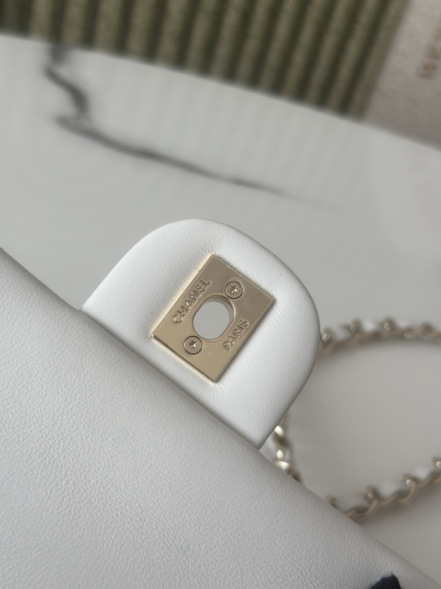 Classic Double Flap Bag in White Tweed with Light Gold Hardware (Model A01112  A69900) - Mocuir