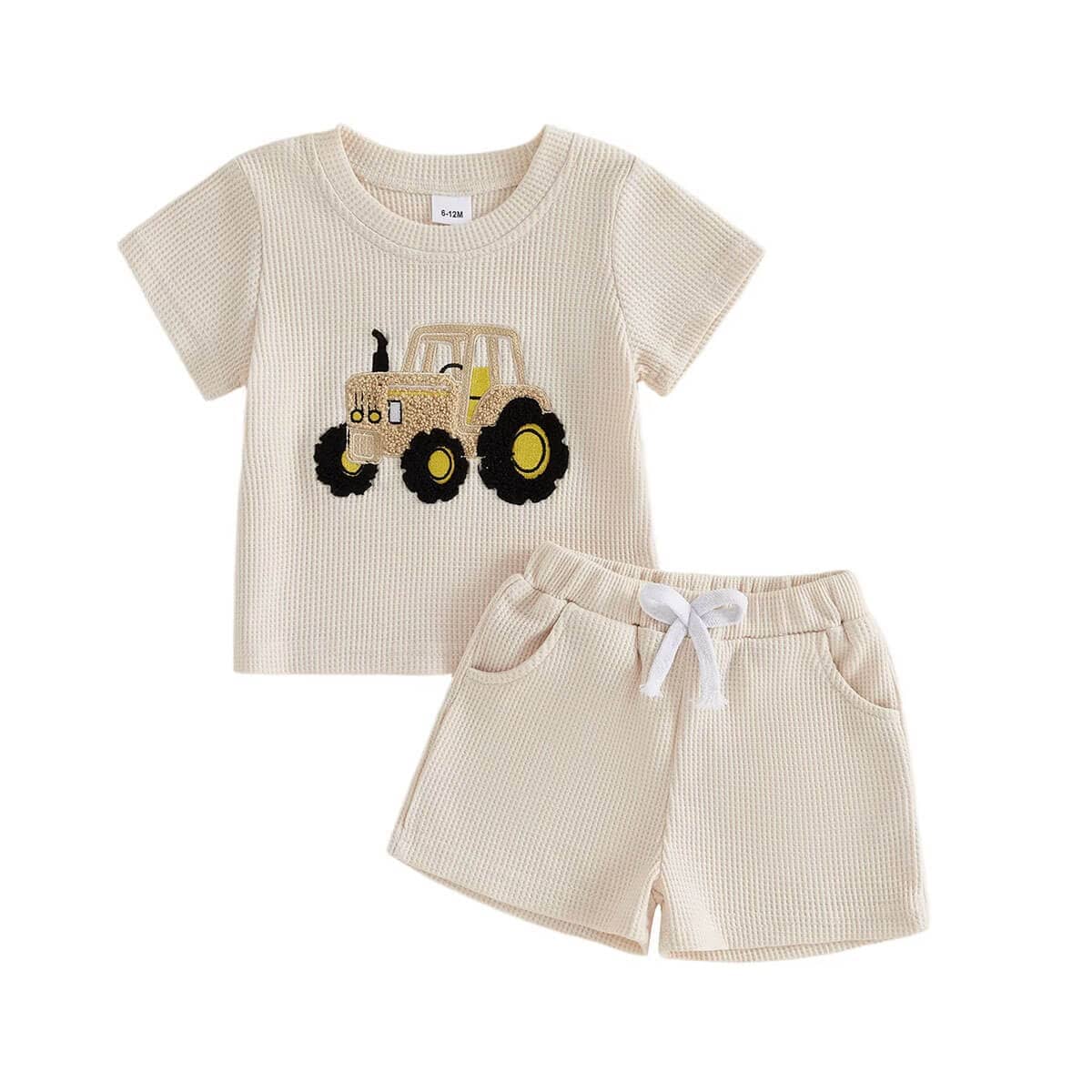 Short Sleeve Tractor Waffle Toddler Set