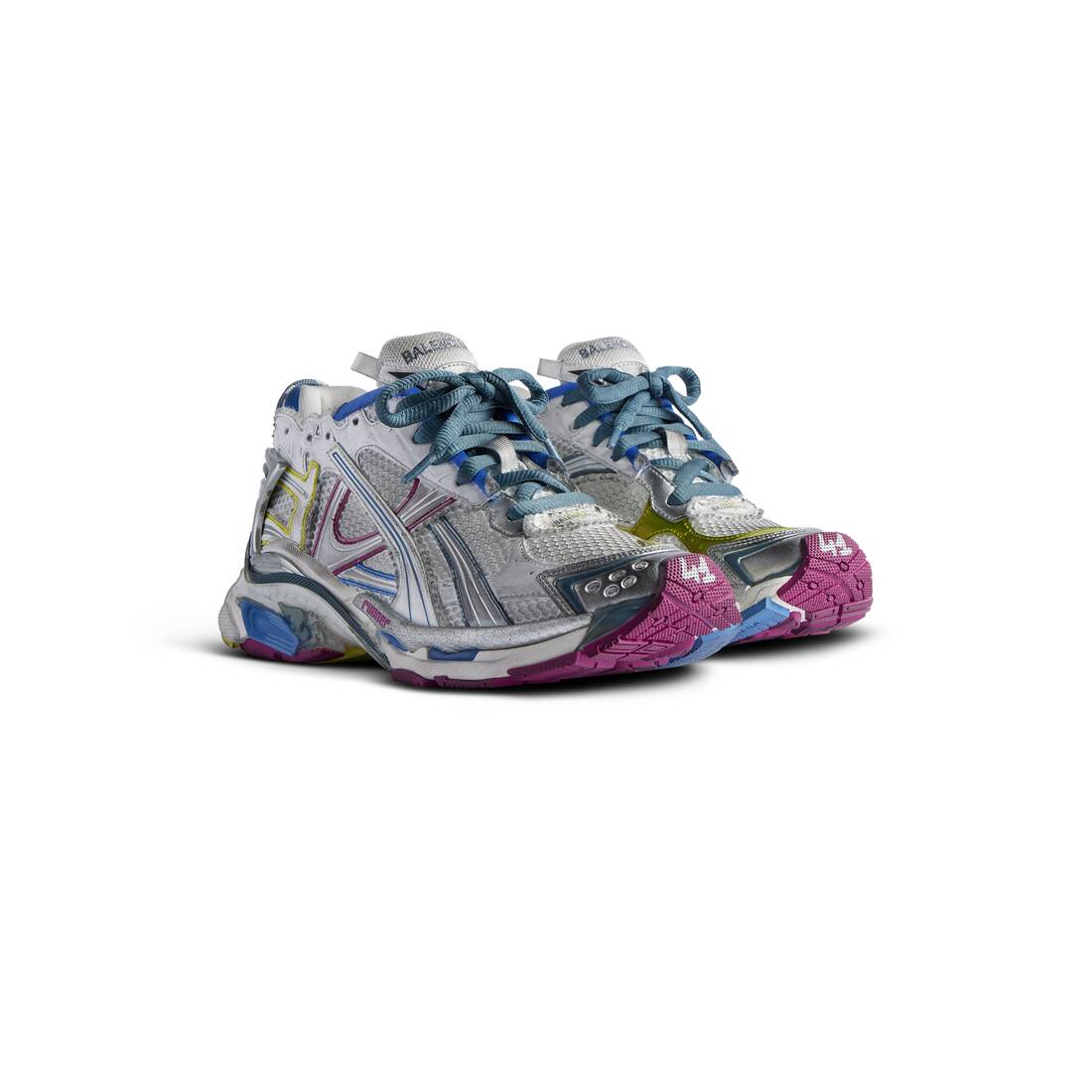 Womens Runner Sneaker in White/blue/purple/yellow