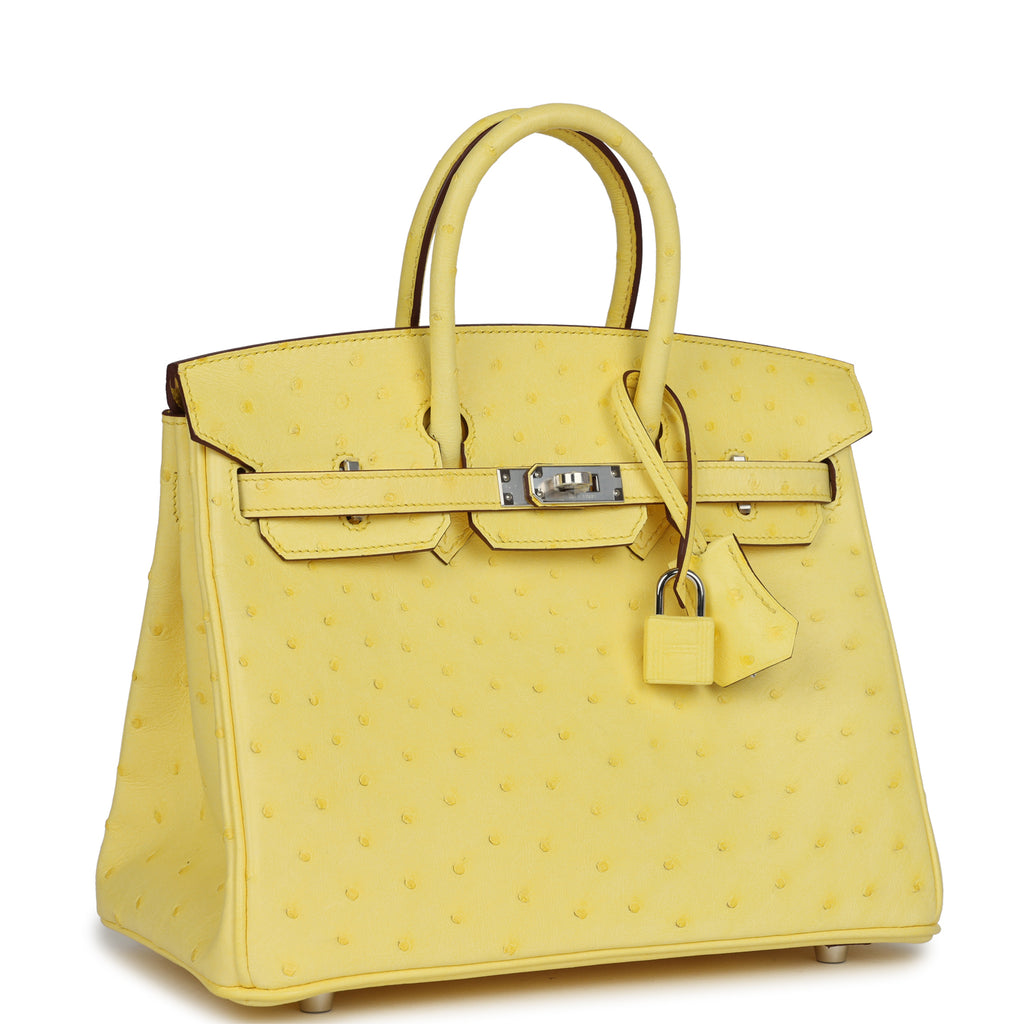 Birkin 25 Jaune Citron Ostrich Palladium Hardware