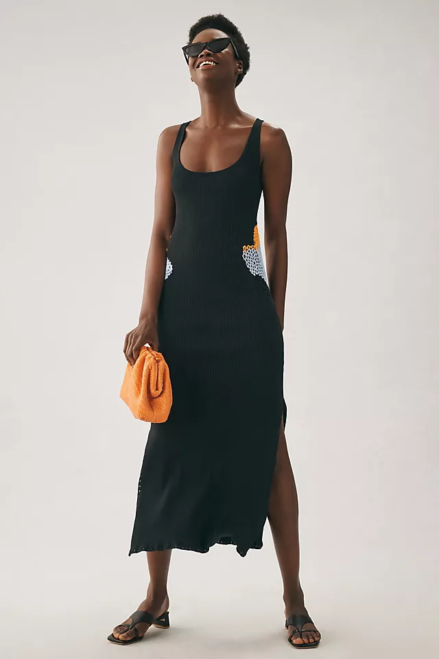 Delicate Slim Crochet Dress BLACK