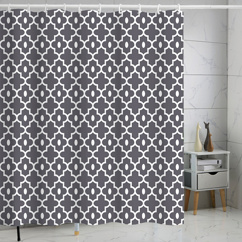 Digital printing watercolor ink flower simple geometric shower curtain waterproof and moisture-proof sanitary interval