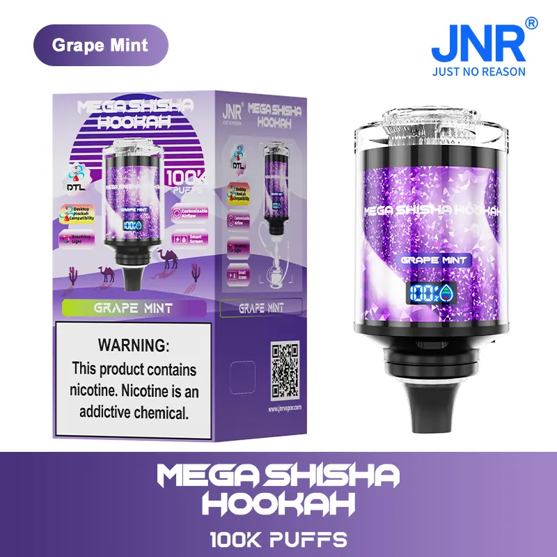（3 pieces）JNR Mega Shisha Hookah 100000 100K Puffs Large Capacity LED Display Disposable Vape