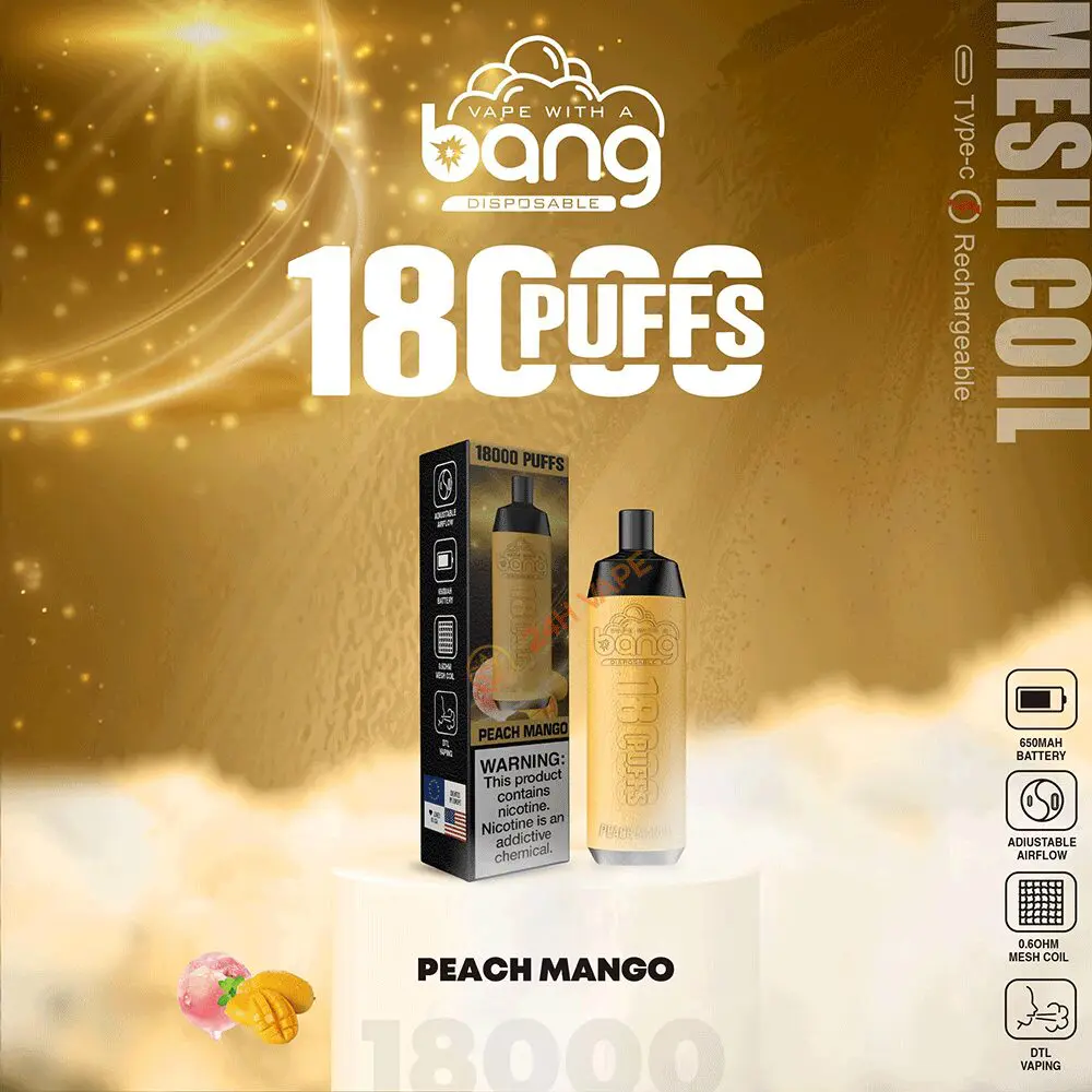 （3 pieces）Bang Crown Bar 18000 Puffs 0% 2% 3% 5% Nicotine Leather Disposable Vape Pen