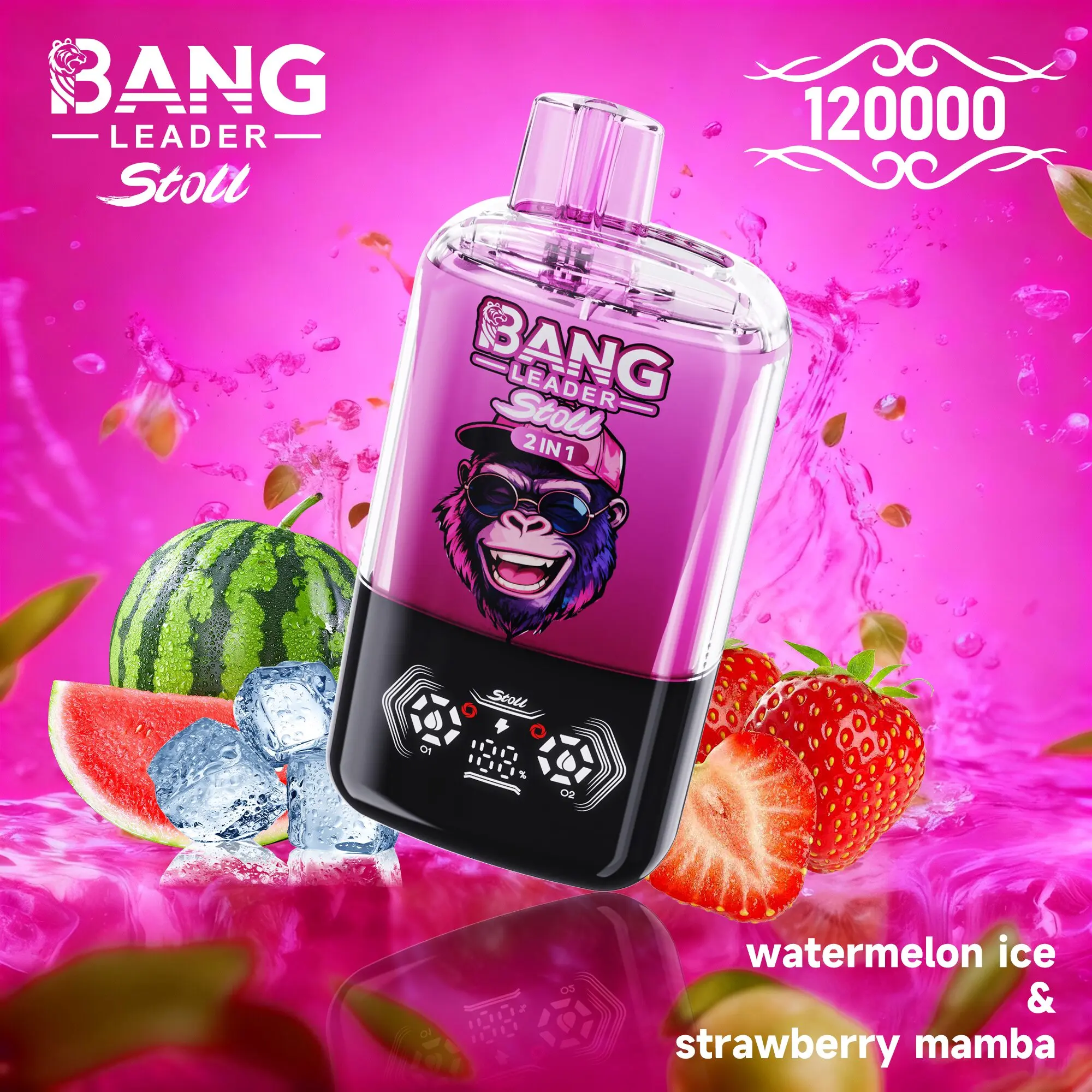 【New Arrive】Bang Leader Stoll 120K 120000 Puffs Double Taste&Anti-Leak Design LED Display Disposable Vape
