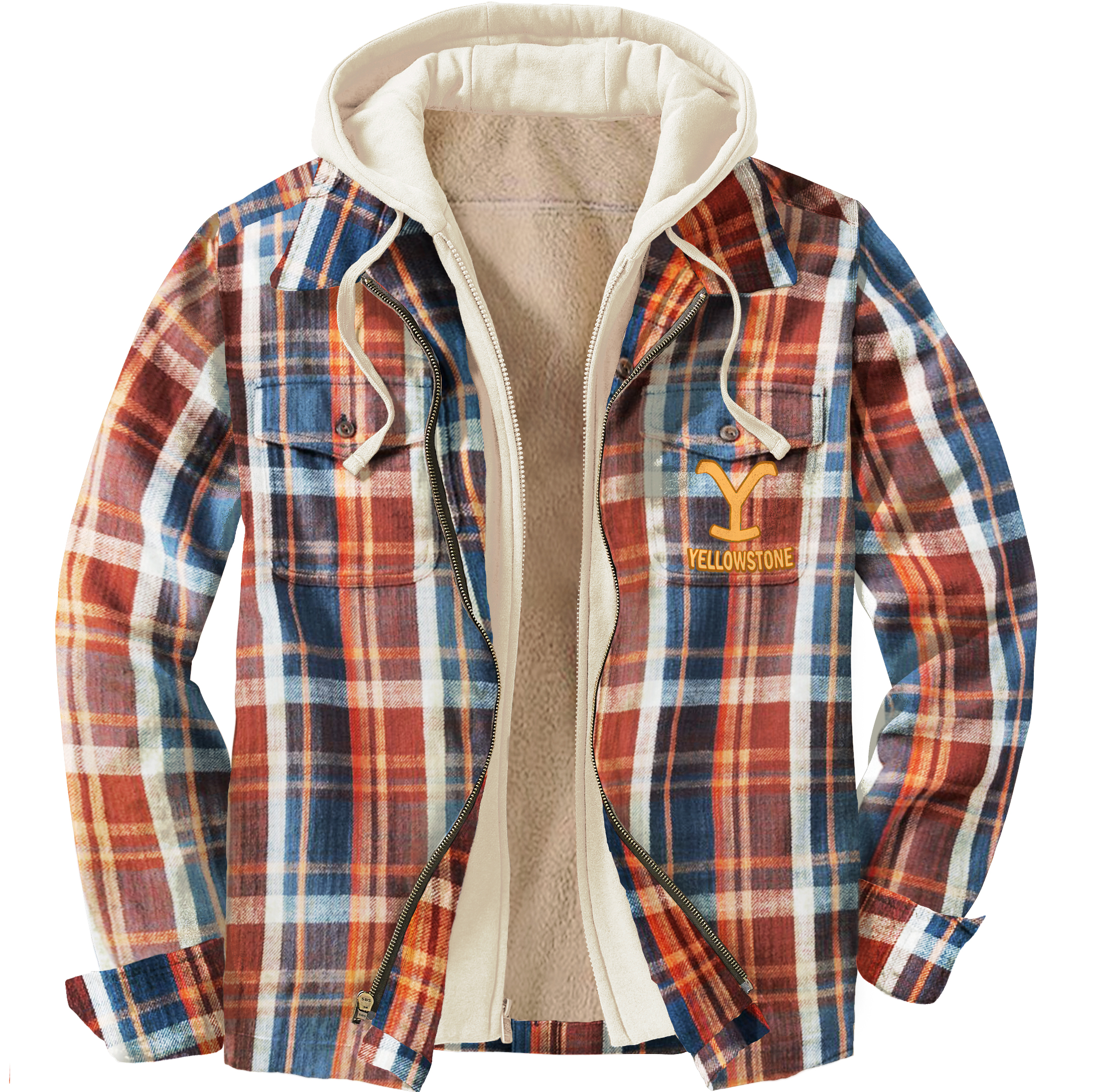Men's Unisex Check Print Yellowstone Shirt Hooded Jacket