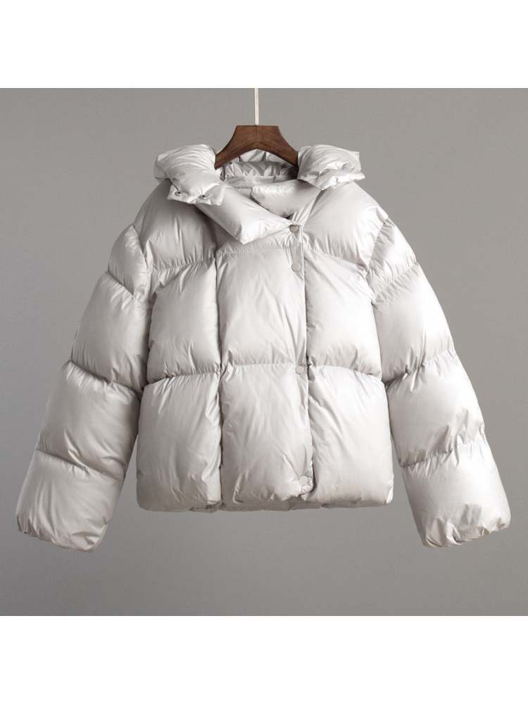 Plain Color Drop Shoulder Sleeve Down Coats Puffer Jacket