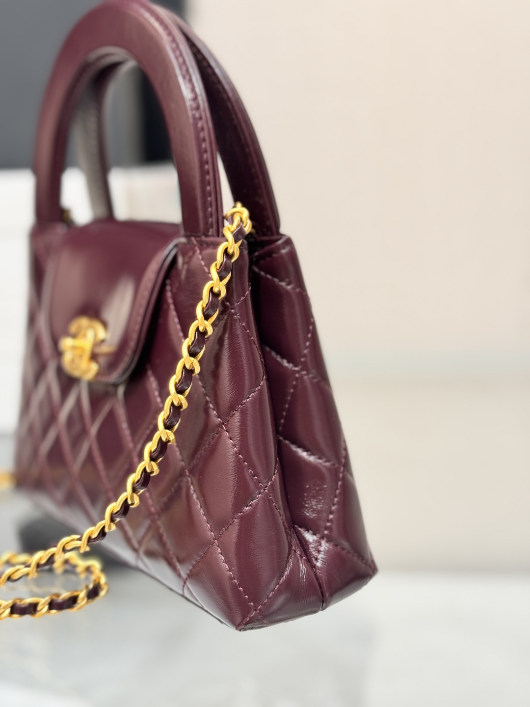 Mini Kelly Bag with Handle（Burgundy） - Mocuir