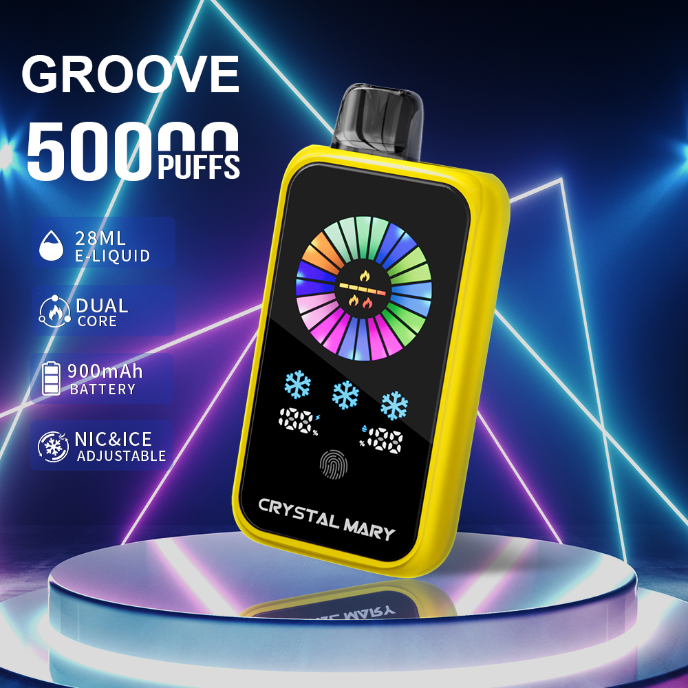 （3 pieces）Crystal Groove 50000 50k Puffs Adjustable Nicotine & Ice Control LED Display Disposable Vape EU Warehouse