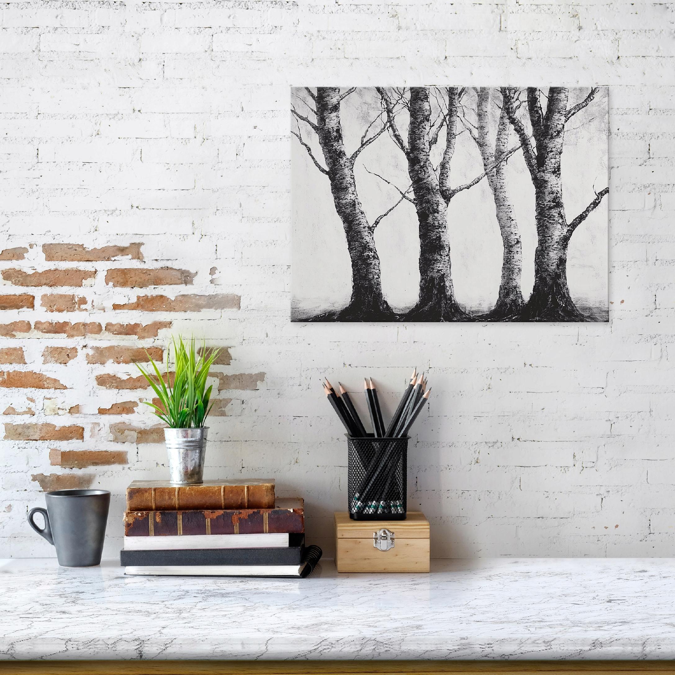 Black and white tree forest painting for bedroom, living room, kitchen on canvas 40x30