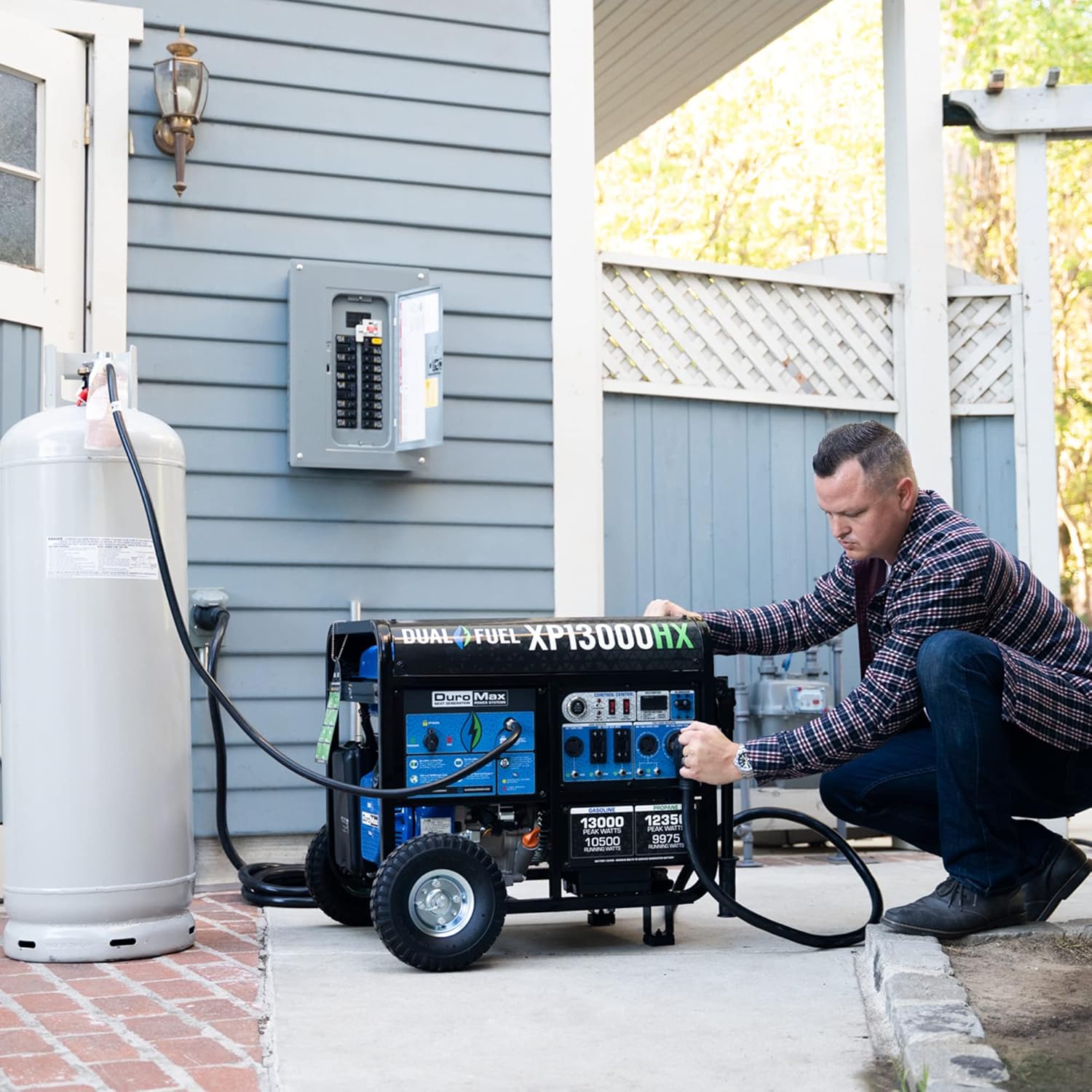 DuroMax XP13000HX Dual Fuel Portable Generator - 13000 Watt Gas or Propane Powered