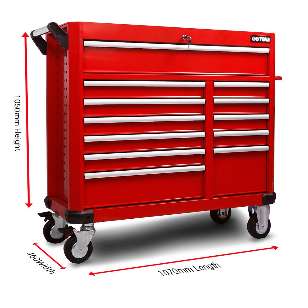 Daytona 655 Piece  Mechanical Tool Set with 43 12 Drawer Red Roller Cabinet