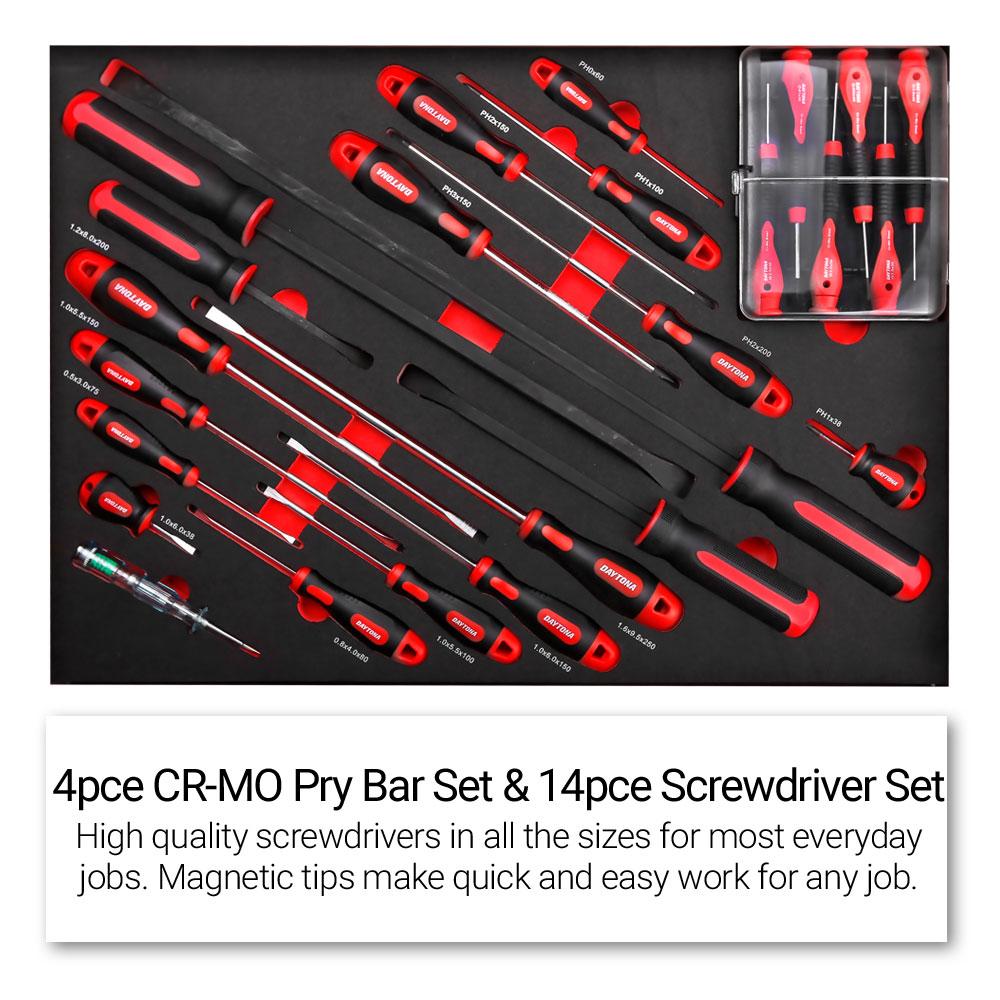Daytona 655 Piece  Mechanical Tool Set with 43 12 Drawer Red Roller Cabinet
