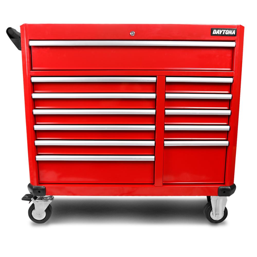 Daytona 655 Piece  Mechanical Tool Set with 43 12 Drawer Red Roller Cabinet