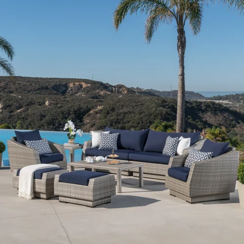 Fionnula 7 Piece Wicker Rattan Sofa Seating Group with Sunbrella Cushions