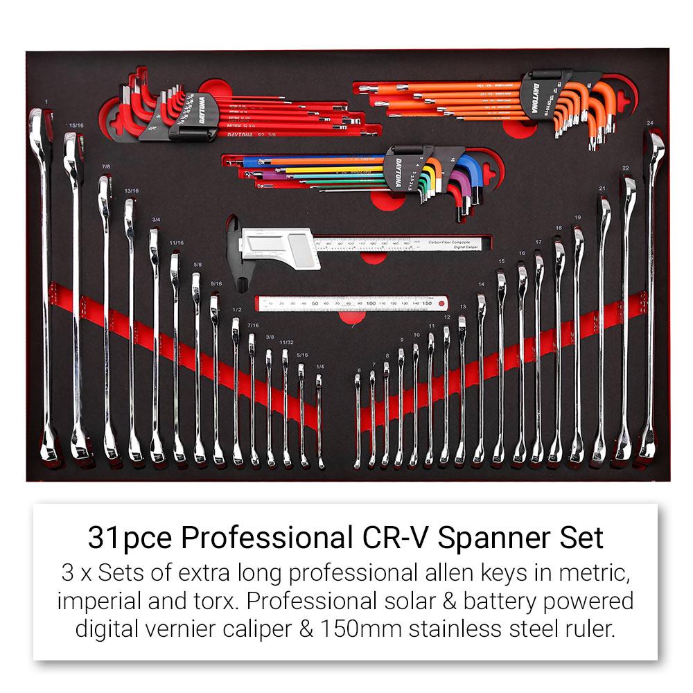 Daytona 655 Piece  Mechanical Tool Set with 43 12 Drawer Red Roller Cabinet