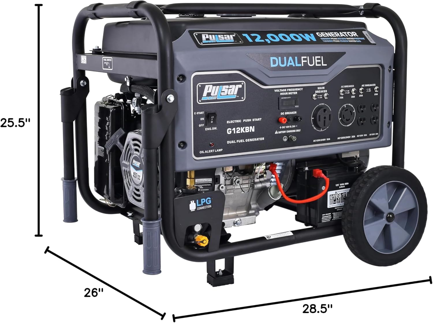 Pulsar G12KBN Heavy Duty Portable Dual Fuel Generator