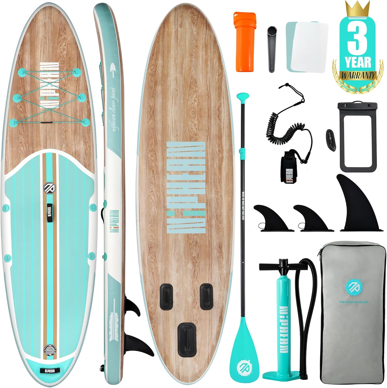 Niphean Inflatable Stand Up Paddle Board with SUP Accessories, Anti-Slip EVA Deck, 10’6’’ Inflatable Paddle Boards for Adults & Youth of All Skill Levels