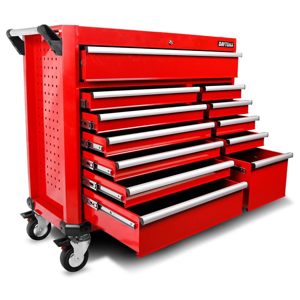 Daytona 655 Piece  Mechanical Tool Set with 43 12 Drawer Red Roller Cabinet