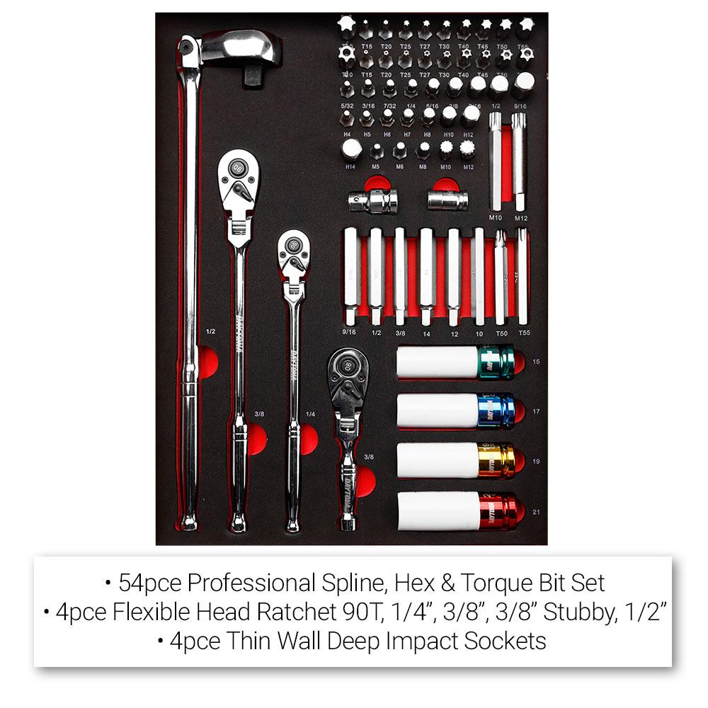 Daytona 655 Piece  Mechanical Tool Set with 43 12 Drawer Red Roller Cabinet