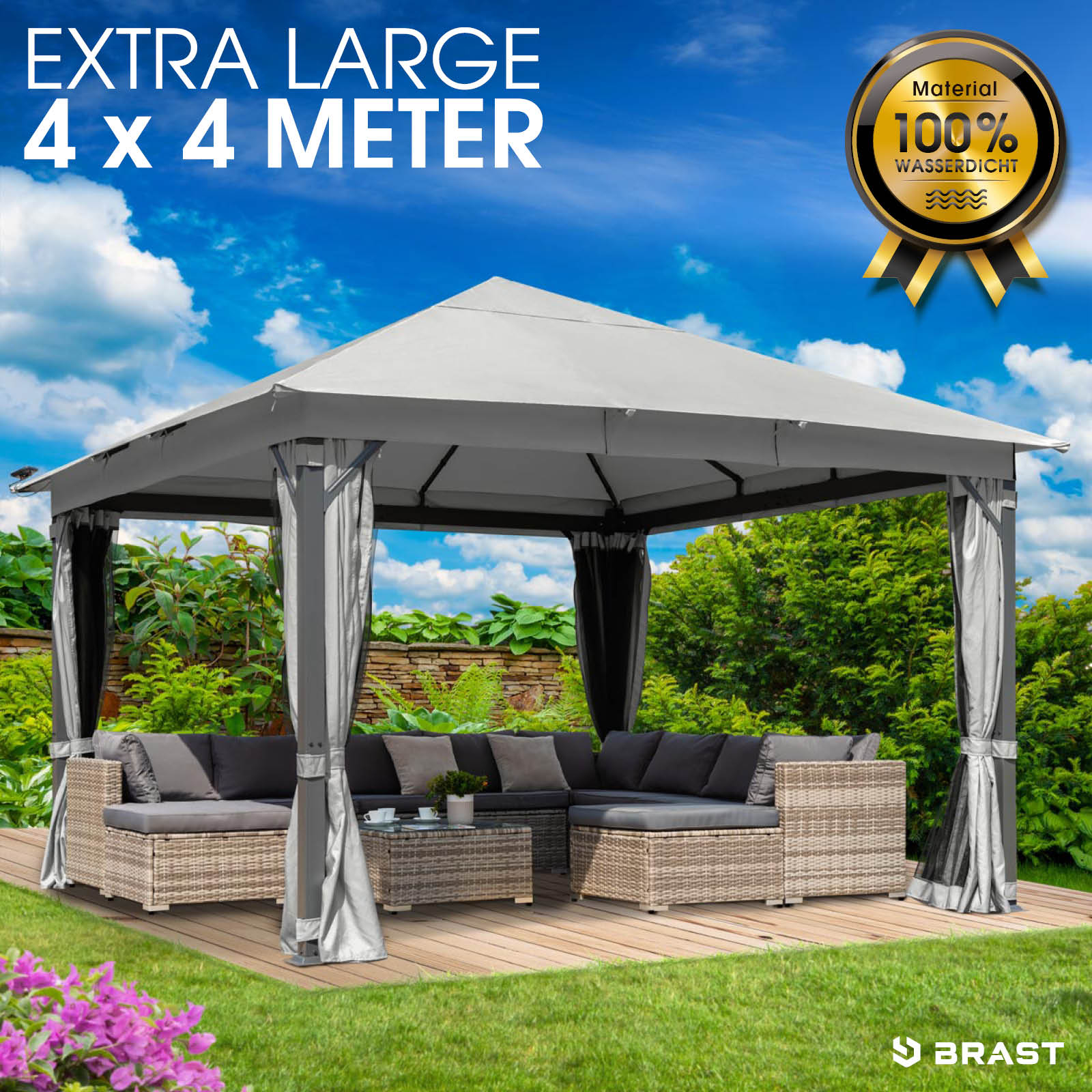 BRAST Alu Pavillon INFINITY 4x4m dunkelgrau